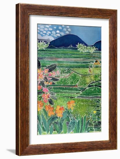 Lovina Ricefields with Lilies and Frangipani, Bali, 1996-Hilary Simon-Framed Giclee Print