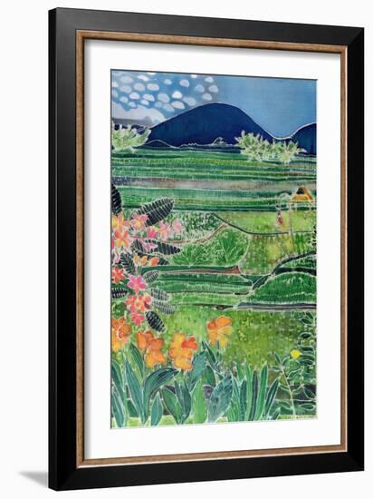 Lovina Ricefields with Lilies and Frangipani, Bali, 1996-Hilary Simon-Framed Giclee Print