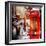 Loving Couple Kissing and Red Telephone Booth - London - UK - England - United Kingdom - Europe-Philippe Hugonnard-Framed Photographic Print