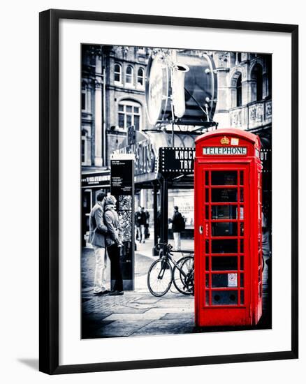 Loving Couple Kissing and Red Telephone Booth - London - UK - England - United Kingdom - Europe-Philippe Hugonnard-Framed Photographic Print