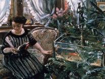 A Woman Reading Near a Goldfish Tank-Lovis Corinth-Giclee Print