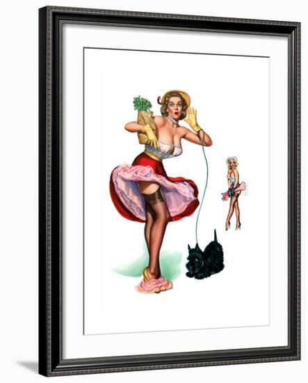 Low and Behold Pin-Up with Falling Panties 1958-T.N. Thompson-Framed Art Print