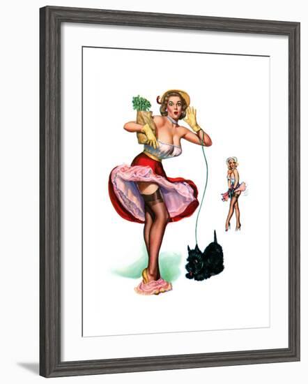 Low and Behold Pin-Up with Falling Panties 1958-T.N. Thompson-Framed Art Print