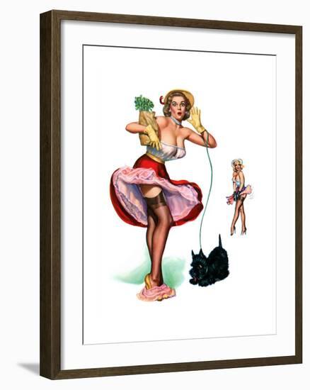 Low and Behold Pin-Up with Falling Panties 1958-T.N. Thompson-Framed Art Print