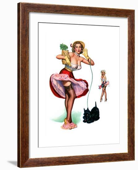 Low and Behold Pin-Up with Falling Panties 1958-T.N. Thompson-Framed Art Print