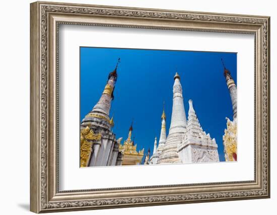 Low angle of Indein (Inn Dein) (Inn Thein) pagodas, Lake Inle, Shan State, Myanmar (Burma)-Jan Miracky-Framed Photographic Print