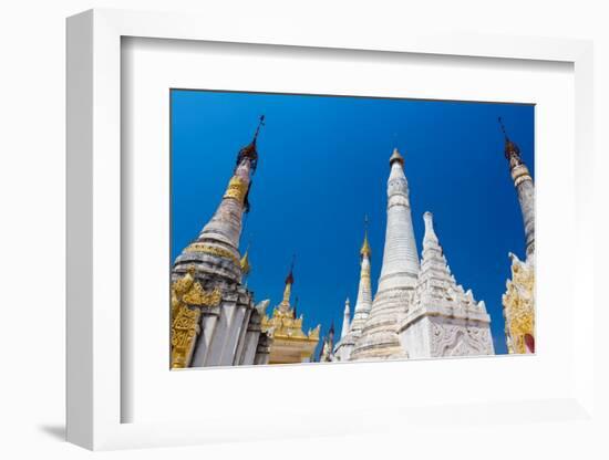 Low angle of Indein (Inn Dein) (Inn Thein) pagodas, Lake Inle, Shan State, Myanmar (Burma)-Jan Miracky-Framed Photographic Print
