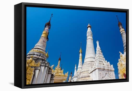 Low angle of Indein (Inn Dein) (Inn Thein) pagodas, Lake Inle, Shan State, Myanmar (Burma)-Jan Miracky-Framed Premier Image Canvas