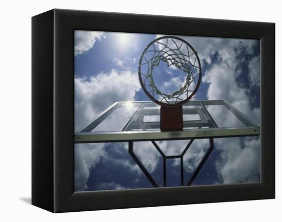 Low Angle View of a Basketball Net-null-Framed Premier Image Canvas