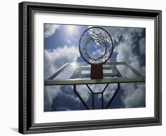 Low Angle View of a Basketball Net-null-Framed Photographic Print