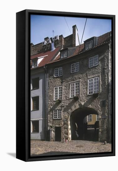 Low Angle View of a Building, Riga, Latvia-null-Framed Premier Image Canvas