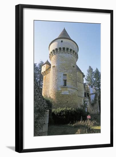 Low Angle View of a Castle, Sirey Castle, Aquitaine, France-null-Framed Giclee Print