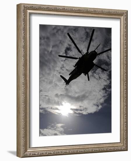 Low Angle View of a Ch-53E Super Stallion Helicopter in Flight-null-Framed Photographic Print