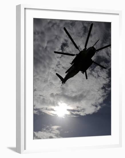 Low Angle View of a Ch-53E Super Stallion Helicopter in Flight-null-Framed Photographic Print