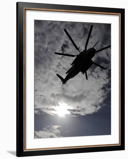 Low Angle View of a Ch-53E Super Stallion Helicopter in Flight-null-Framed Photographic Print