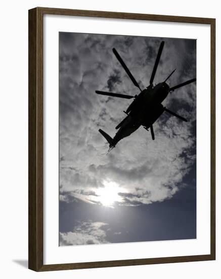 Low Angle View of a Ch-53E Super Stallion Helicopter in Flight-null-Framed Photographic Print