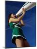 Low Angle View of a Cheerleader Holding a Bullhorn-null-Mounted Photographic Print