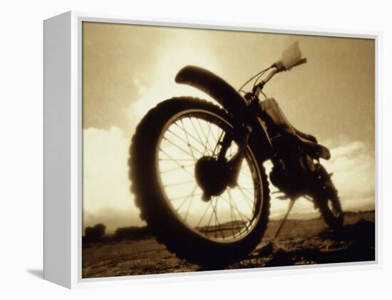 Low Angle View of a Dirt Bike-null-Framed Premier Image Canvas