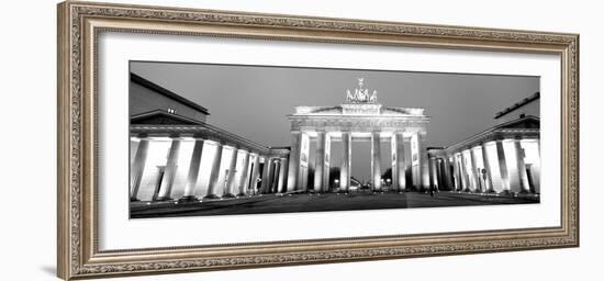 Low Angle View of a Gate Lit Up at Dusk, Brandenburg Gate, Berlin, Germany-null-Framed Photographic Print