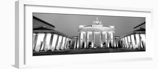 Low Angle View of a Gate Lit Up at Dusk, Brandenburg Gate, Berlin, Germany-null-Framed Photographic Print