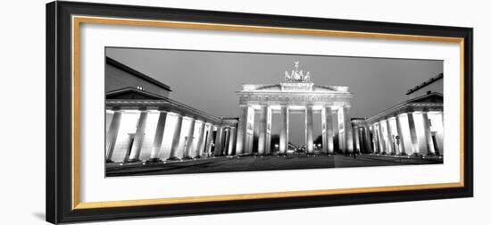Low Angle View of a Gate Lit Up at Dusk, Brandenburg Gate, Berlin, Germany-null-Framed Photographic Print