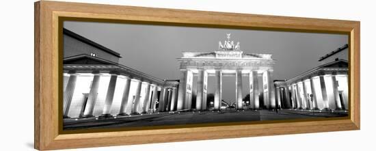 Low Angle View of a Gate Lit Up at Dusk, Brandenburg Gate, Berlin, Germany-null-Framed Premier Image Canvas