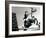 Low Angle View of a Jockey And a Horse Jumping Over a Hurdle-null-Framed Photographic Print