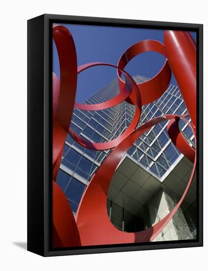 Low Angle View of a Sculpture in Front of a Building, Bank of America Plaza, Dallas, Texas, USA-null-Framed Premier Image Canvas