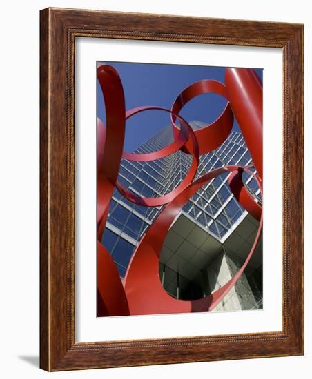 Low Angle View of a Sculpture in Front of a Building, Bank of America Plaza, Dallas, Texas, USA-null-Framed Photographic Print