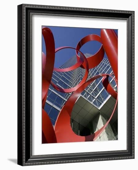 Low Angle View of a Sculpture in Front of a Building, Bank of America Plaza, Dallas, Texas, USA-null-Framed Photographic Print