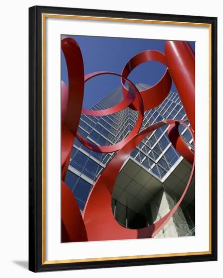 Low Angle View of a Sculpture in Front of a Building, Bank of America Plaza, Dallas, Texas, USA-null-Framed Photographic Print