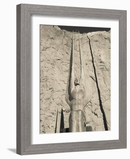 Low Angle View of a Statue at a Dam, Boulder City, Hoover Dam, Nevada, USA-null-Framed Photographic Print