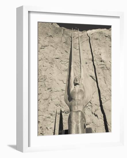 Low Angle View of a Statue at a Dam, Boulder City, Hoover Dam, Nevada, USA-null-Framed Photographic Print