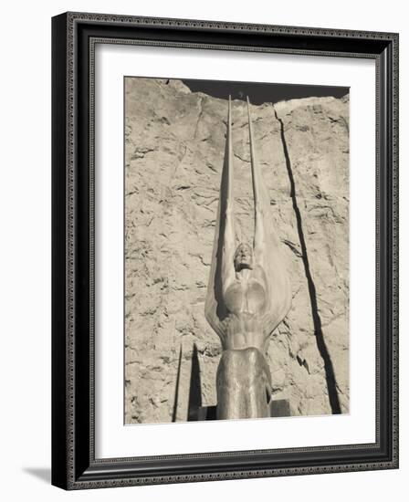 Low Angle View of a Statue at a Dam, Boulder City, Hoover Dam, Nevada, USA-null-Framed Photographic Print