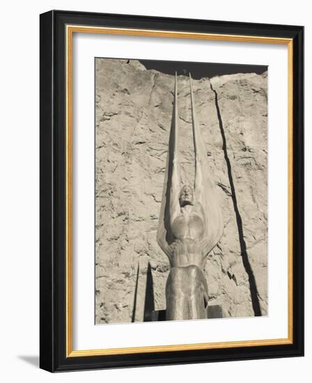 Low Angle View of a Statue at a Dam, Boulder City, Hoover Dam, Nevada, USA-null-Framed Photographic Print