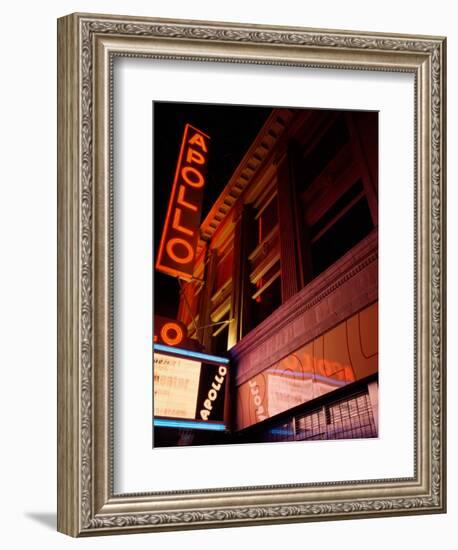 Low Angle View of a Theatre Lit Up at Night, Apollo Theater, Harlem, Manhattan, New York City-null-Framed Photographic Print