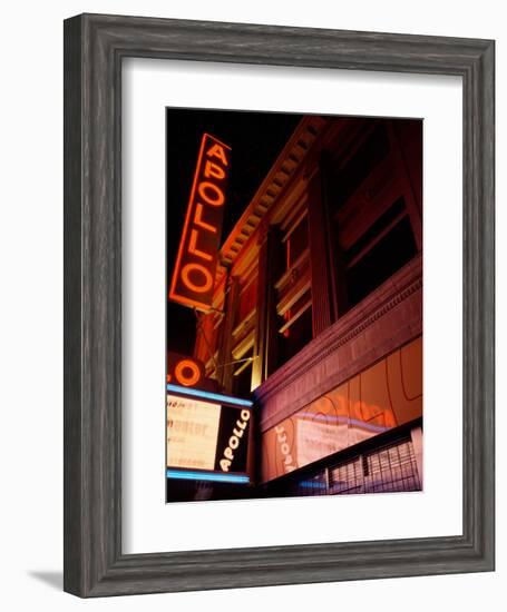 Low Angle View of a Theatre Lit Up at Night, Apollo Theater, Harlem, Manhattan, New York City-null-Framed Photographic Print