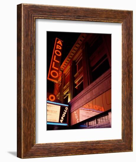 Low Angle View of a Theatre Lit Up at Night, Apollo Theater, Harlem, Manhattan, New York City-null-Framed Photographic Print