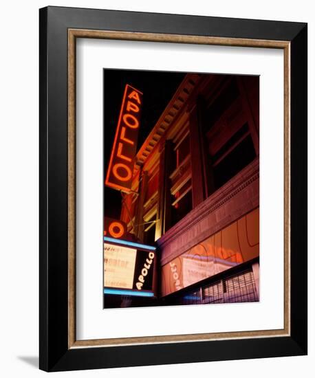 Low Angle View of a Theatre Lit Up at Night, Apollo Theater, Harlem, Manhattan, New York City-null-Framed Photographic Print