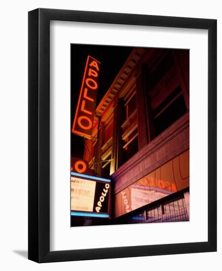 Low Angle View of a Theatre Lit Up at Night, Apollo Theater, Harlem, Manhattan, New York City-null-Framed Photographic Print