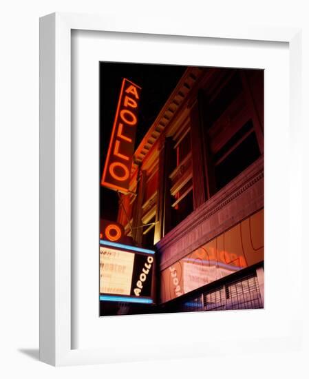 Low Angle View of a Theatre Lit Up at Night, Apollo Theater, Harlem, Manhattan, New York City-null-Framed Photographic Print