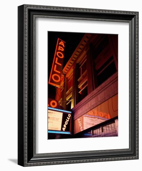 Low Angle View of a Theatre Lit Up at Night, Apollo Theater, Harlem, Manhattan, New York City-null-Framed Photographic Print