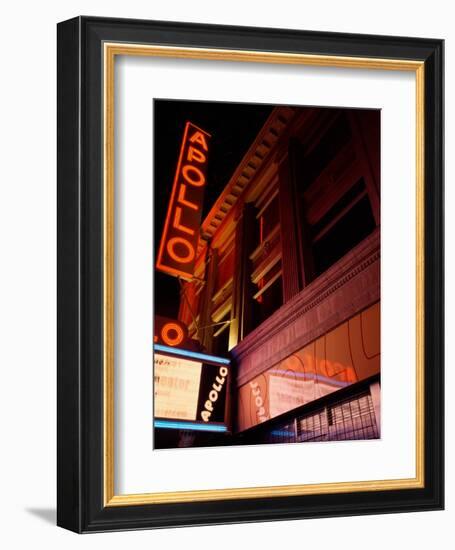 Low Angle View of a Theatre Lit Up at Night, Apollo Theater, Harlem, Manhattan, New York City-null-Framed Photographic Print