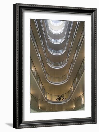 Low Angle View of Atrium with Bicycle, Manchester, England, UK-David Barbour-Framed Photo