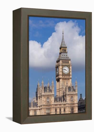 Low Angle View of Big Ben and Houses of Parliament, City of Westminster, London, England-null-Framed Stretched Canvas