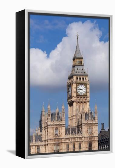 Low Angle View of Big Ben and Houses of Parliament, City of Westminster, London, England-null-Framed Stretched Canvas