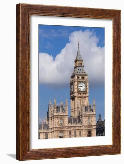 Low Angle View of Big Ben and Houses of Parliament, City of Westminster, London, England-null-Framed Photographic Print