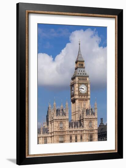 Low Angle View of Big Ben and Houses of Parliament, City of Westminster, London, England-null-Framed Photographic Print