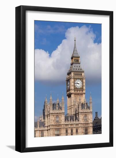 Low Angle View of Big Ben and Houses of Parliament, City of Westminster, London, England-null-Framed Photographic Print