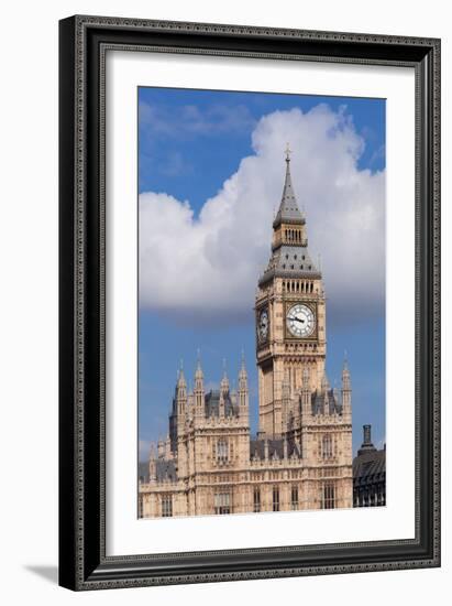 Low Angle View of Big Ben and Houses of Parliament, City of Westminster, London, England-null-Framed Photographic Print